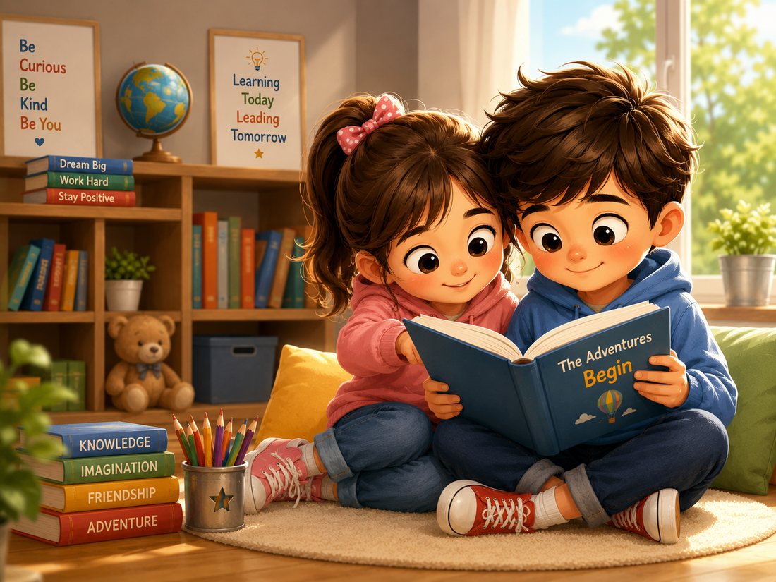 Two children reading together